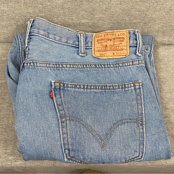 Levi's Other - Levis Mens Blue 560 Comfort Fit Straight Leg Denim Jeans Size 36x32